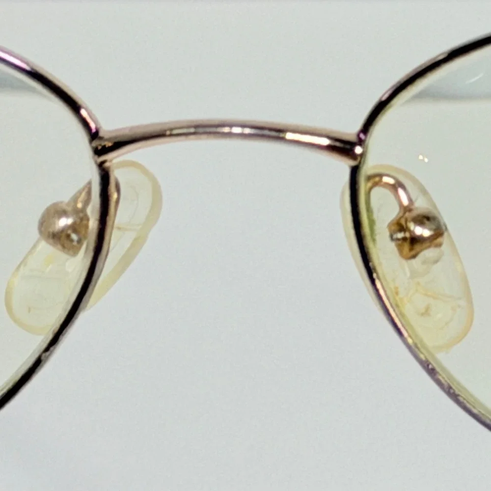 Vintage Gold Oval Metal Eyeglasses Purple Ribbon Detail Librarian Frames